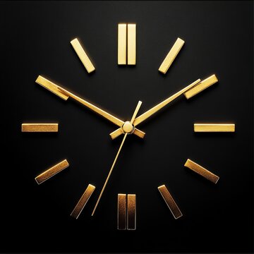 Elegant gold clock face on dark background.