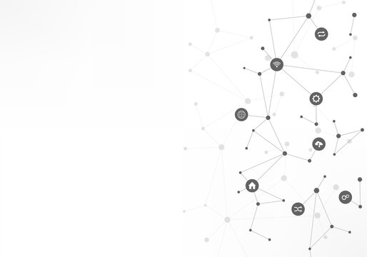 Technology background with flat icons and symbols. Concept and idea for internet of things, communication, network, innovation technology, system integration