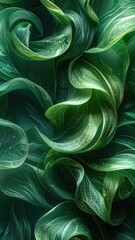 Obraz premium Abstract composition of lush green leaves with delicate veins and subtle shimmering effects.