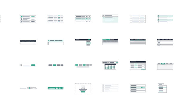 CRM table filter UI kit vector set row header search pagination dropdown bulk action admin panel editable