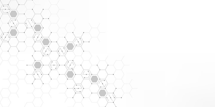 Graphic design element with abstract geometric background of simple hexagon pattern