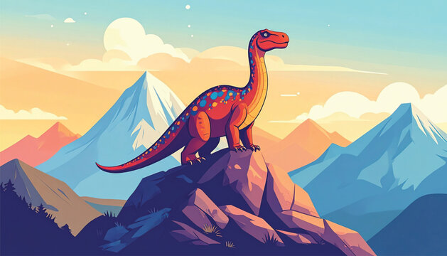 Large Orange Dinosaur Standing Alone.