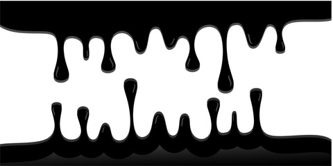 Lubricating oil drip on transparent background. Engine oil drip illustration. Hand drawn of motor oil drip design. Wavy black paint drip illustration. © Predi