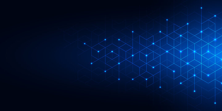 Abstract technology background and design element with hexagons pattern and geometric shapes