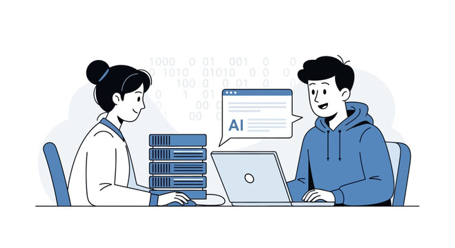 AI Development: Diverse Team Collaborating on Machine Learning Project with Servers and Laptop