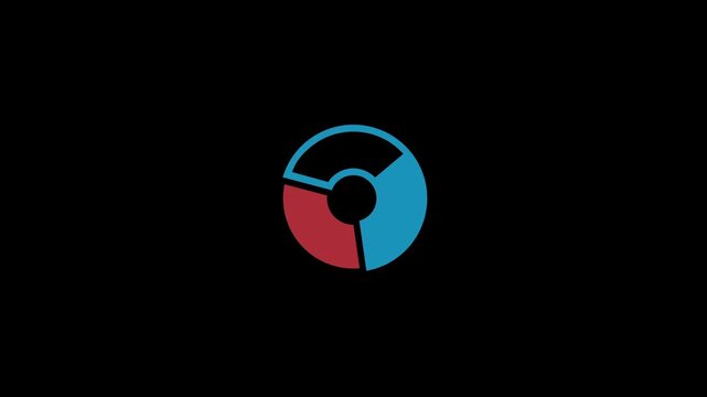 Pie chart animated icon isolated on an alpha channel background