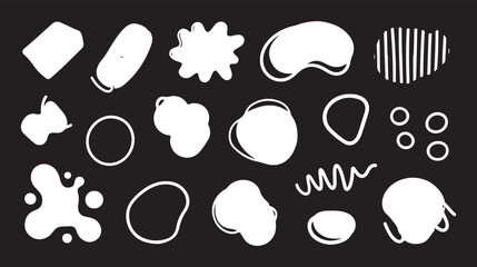 Fototapeta premium A versatile set of white, hand-drawn abstract organic and geometric doodles on a black background, perfect for contemporary design.