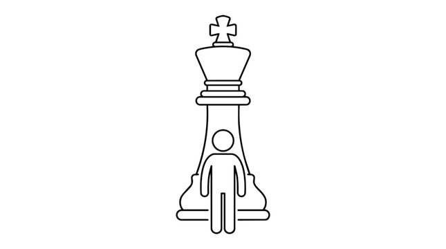 Leader and chess king strategy concept line icon