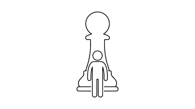 Business career start, entry level workforce and chess pawn concept line icon