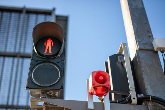 Urban Traffic Light Showing Red Pedestrian Signal