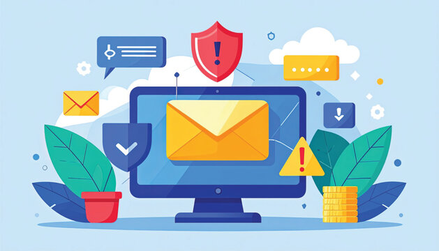 Computer Monitor with Email Notification Icon.