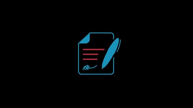 Note icon with pen writing on paper animated icon illustration 