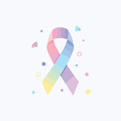 Fototapeta premium Colorful ribbon with geometric shapes on white background