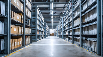 Fototapeta premium Empty Commercial Document Storage Facility