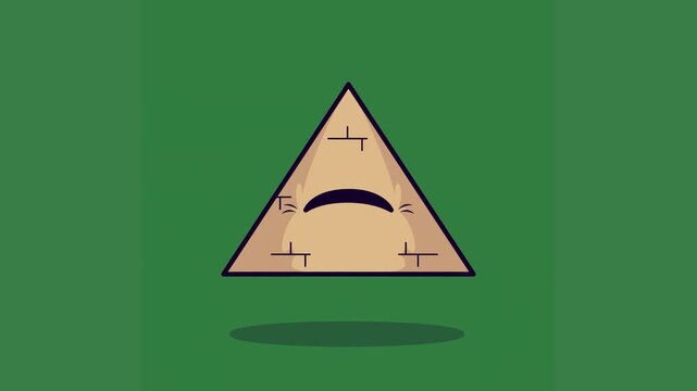 green background triangle eye cartoon sad face red green screen animated chromakey background figure creative movement colorful cartoonish style emotion gesture