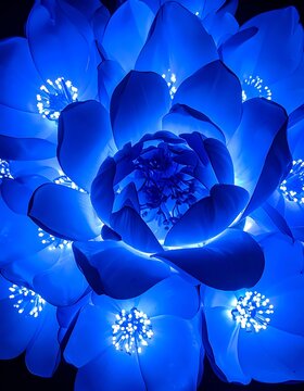 Vibrant Blue Flower with Glowing Center.