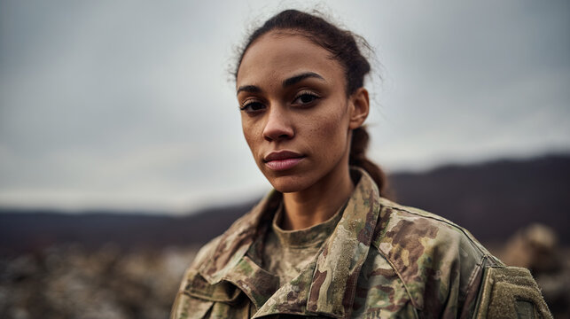 Female soldier portrait during military service