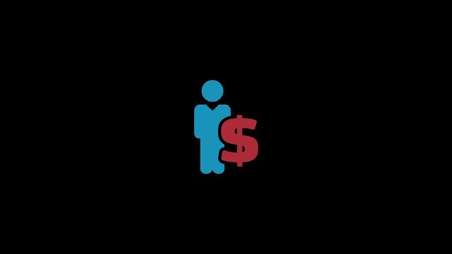 A man with a dollar sign icon investing in the market isolated on an alpha channel background