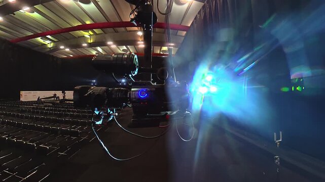 Professional camera crane broadcasting a live event