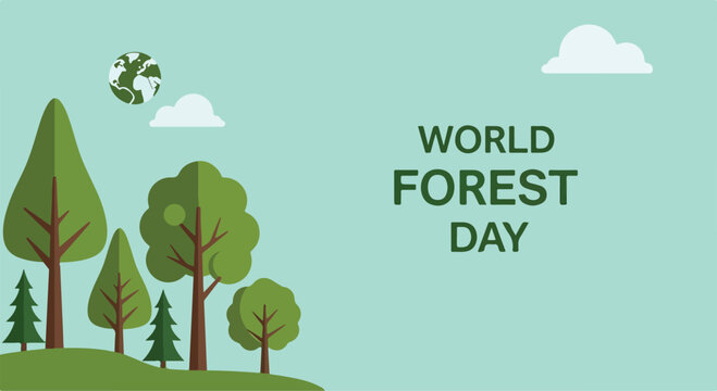 Illustration of trees and globe for World Forest Day