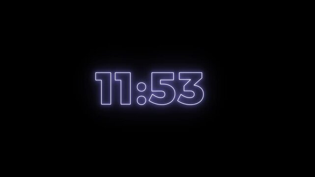 A wonderful glowing neon new countdown,13 minutes to 0 second countdown.Abstract thirteen to zero minute countdown timer animation on transparent background with alpha channel.