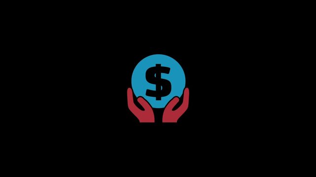 Funding dollar icon animated on an alpha channel background
