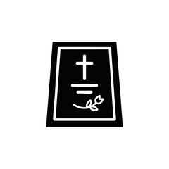 Fototapeta premium Flat grave marker headstone silhouette icon. Funeral service and memorial vector illustration. Isolated graphic