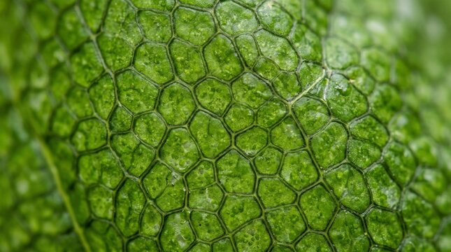 Extreme Macro Photography of Detailed Green Plant Leaf Cellular Structure Patterns