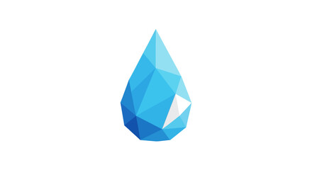 Obraz premium Abstract Blue Crystal Drop Shape on White Background
