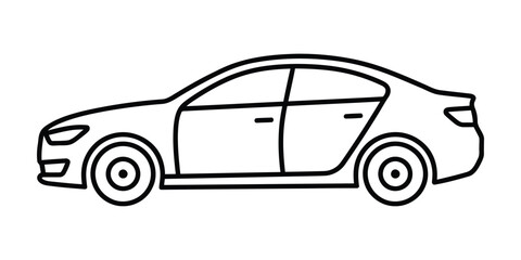 Fototapeta premium Sedan car icon line art vector illustration design