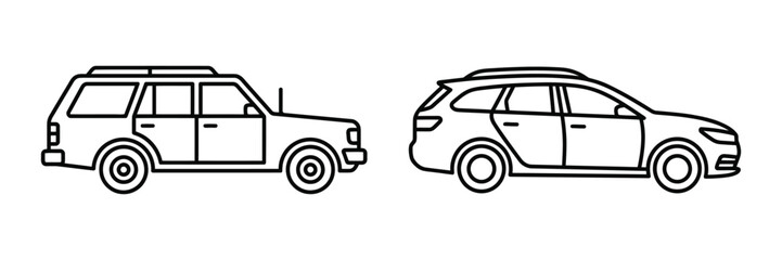 Station Wagon icon line art vector illustration design © MST