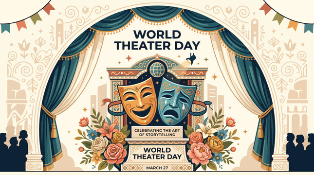 Theater Masks on Stage Decoration.