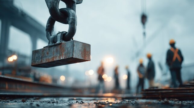 Industrial chain lifting construction site