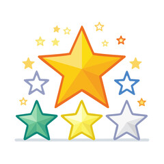Obraz premium Collection of colorful stars on white background