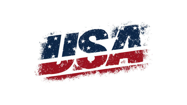 USA text is stylized with a distressed flag pattern to represent American spirit and national branding.