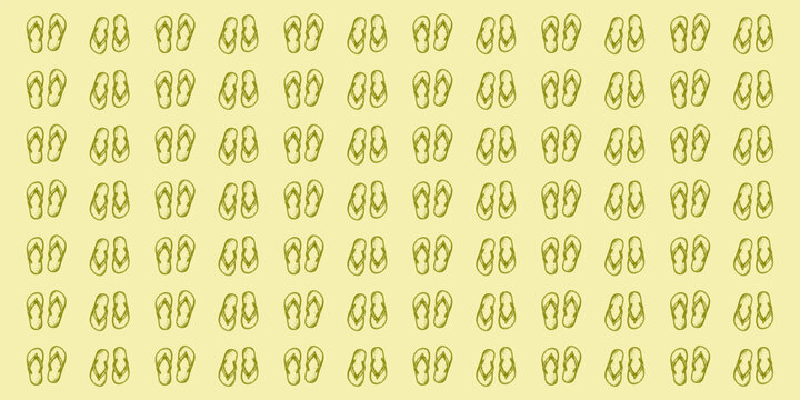 Summer Flip Flop Vector Seamless Pattern with Beach Sandal Icons and Summer Background Design