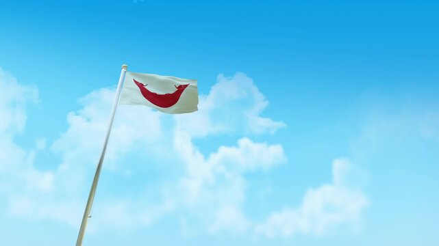 Easter Island Rapa Nui Flag 3D Render Animation with Fighter Jets Formation in Blue Sky