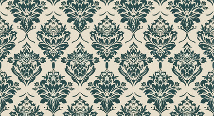 Fototapeta premium Elegant seamless wallpaper featuring intricate baroque floral decorative elements