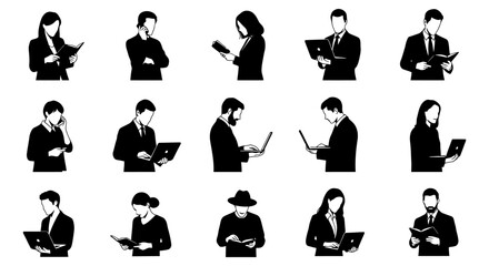 Obraz premium Diverse Business Professionals Silhouettes in Modern Corporate Setting.