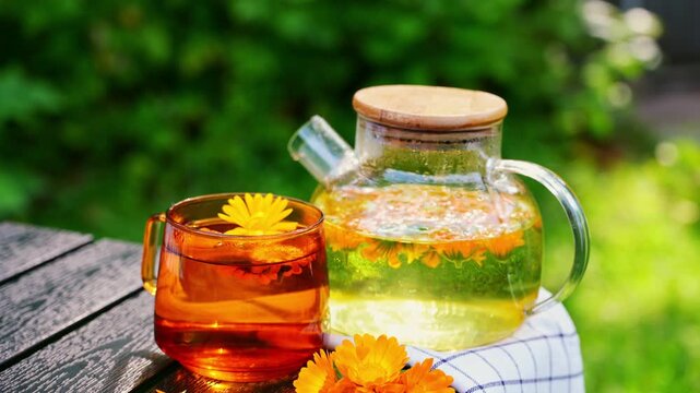 Calming homegrown calendula herbal detox fasting tea