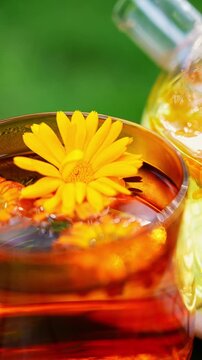 Herbal calendula fasting tea for detox and calming ritual