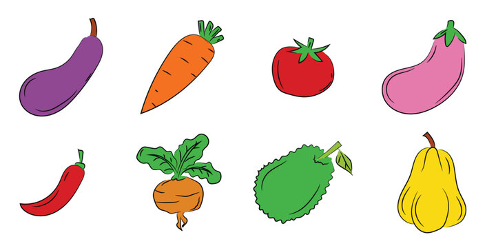 Daily Vegetable Line Art Doodle Vector Illustration, hand-drawn, Nourish, dietary Foods