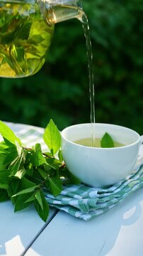 Fresh homegrown mint tea for detoxification