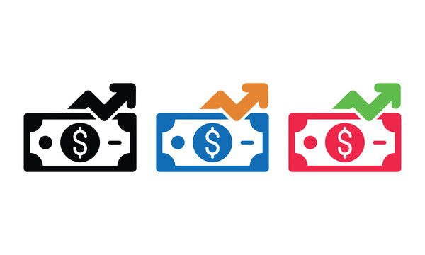 Money decrease and increase growth trend icons set