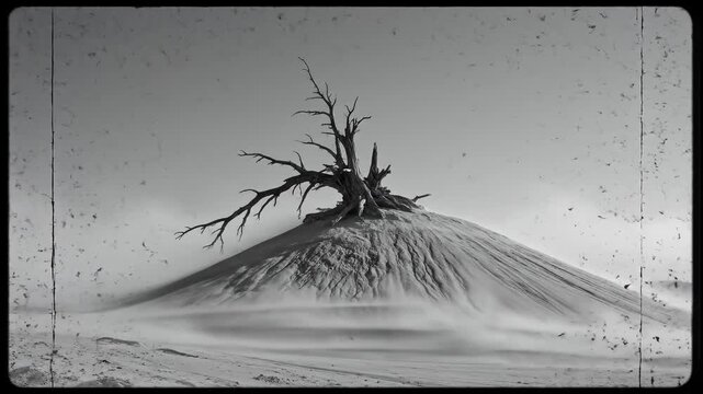 Dead Tree on a Sand Dune in Desert Landscape