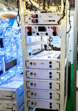 Ukraine, Kyiv - May 26, 2026:Rack-Mounted Lithium Iron Phosphate LFP Energy Storage Battery System for Renewable Energy and Backup Power Solutions