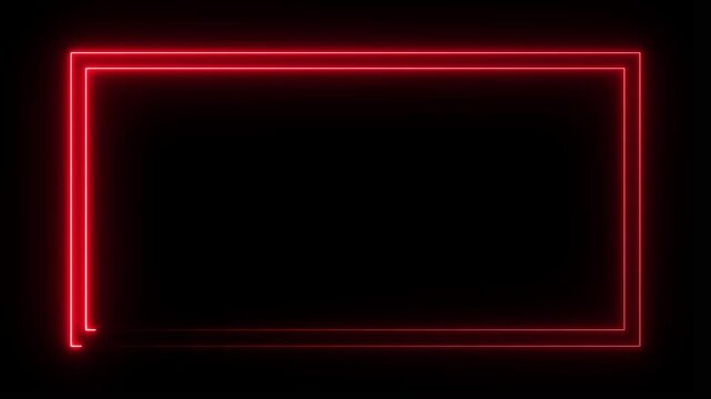Double outlined rectangular frame glowing with bright blue neon light against a completely black background creating a digital border effect