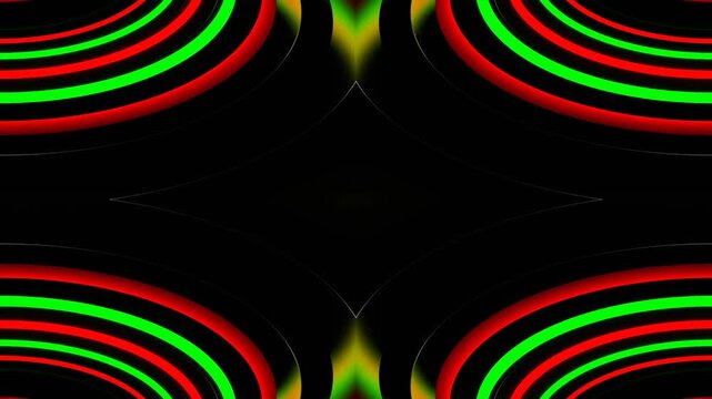 Green and Red Neon Reverse Ellipse Kaleidoscope Background VJ Loop in 4K