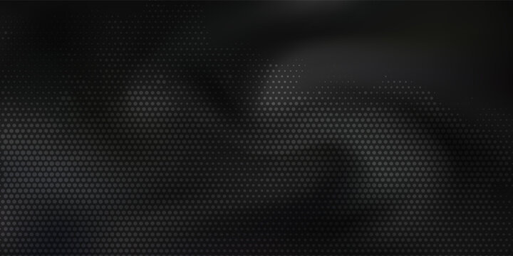 Abstract dark gray and black background with a subtle halftone dot pattern and soft light gradients. modern desain benner poster