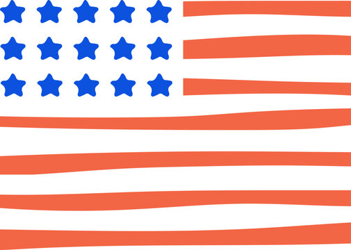 Hand drawn American flag for 4th of July, US vecor Independence Day. Independence Day graphic elements series for US 250th anniversary